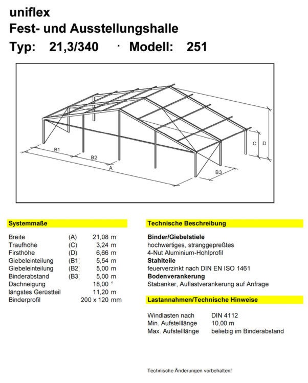 uniflex Fest- und Ausstellungshalle - Typ: 21,3/400 - Modell: 251